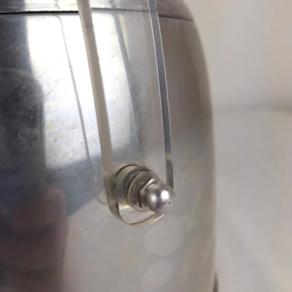 Vintage Kromex Ice Bucket Atomic Age Retro Aluminum 1950-60sClear Lucite Handle